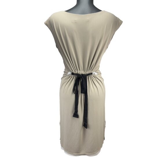 IRIS SETLAKWE Tie-waist Draped Minimalist‎ Office Transitional Tan Cream Dress M - Picture 4 of 8